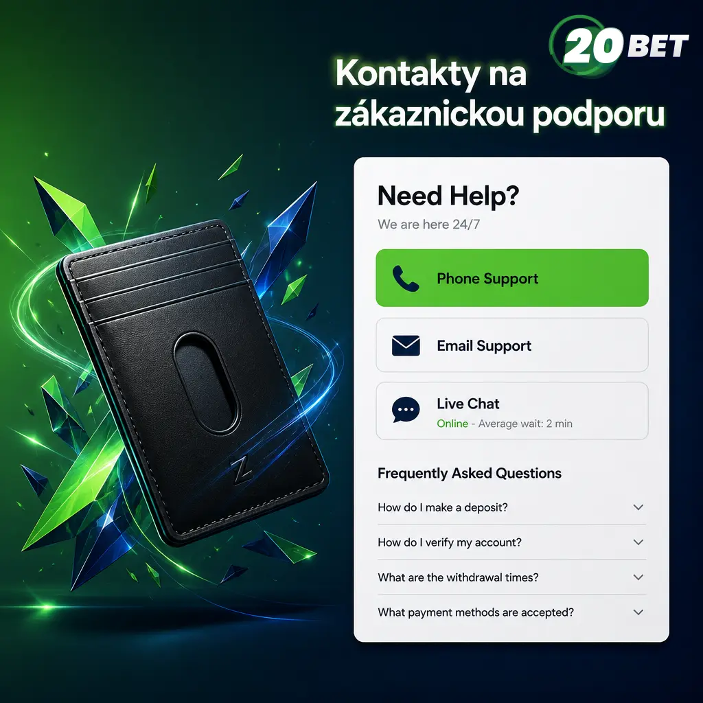 Kontakty na zákaznickou podporu 20bet – živý chat, e-mail a sekce FAQ pro řešení dotazů o platbách